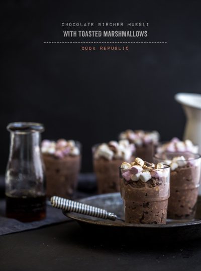 Chocolate Bircher Muesli Cups With Toasted Marshmallows