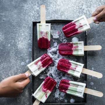 Raspberry Matcha Lime And Cream Popsicles - Cook Republic