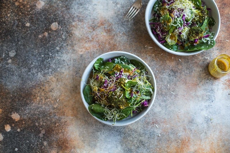 Roasted Broccoli And Coconut Salad With Turmeric Dressing