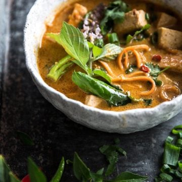 Thai Red Curry Soup With Sweet Potato Noodles - Cook Republic #vegan #glutenfree #plantbased