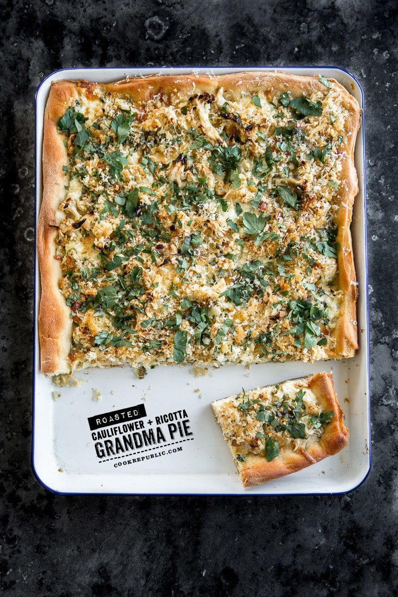 Roasted Cauliflower And Ricotta Grandma Pie - Cook Republic