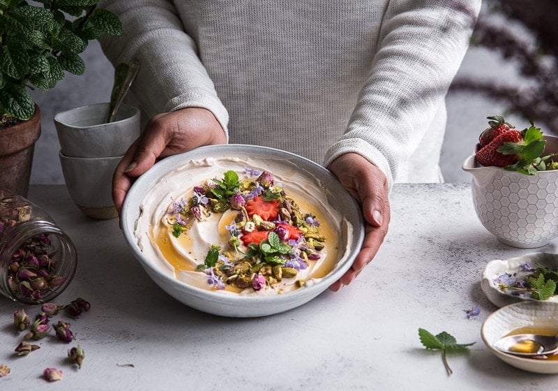 Sweet Strawberry And Rosewater Labneh Bowl - Cook Republic