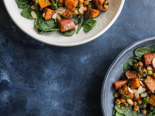 Roasted Sweet Potato Salad With Harissa Chickpeas - Cook Republic #vegan #glutenfree