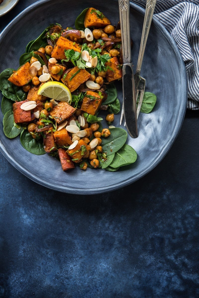 Roasted Sweet Potato Salad With Harissa Chickpeas - Cook Republic #vegan #glutenfree