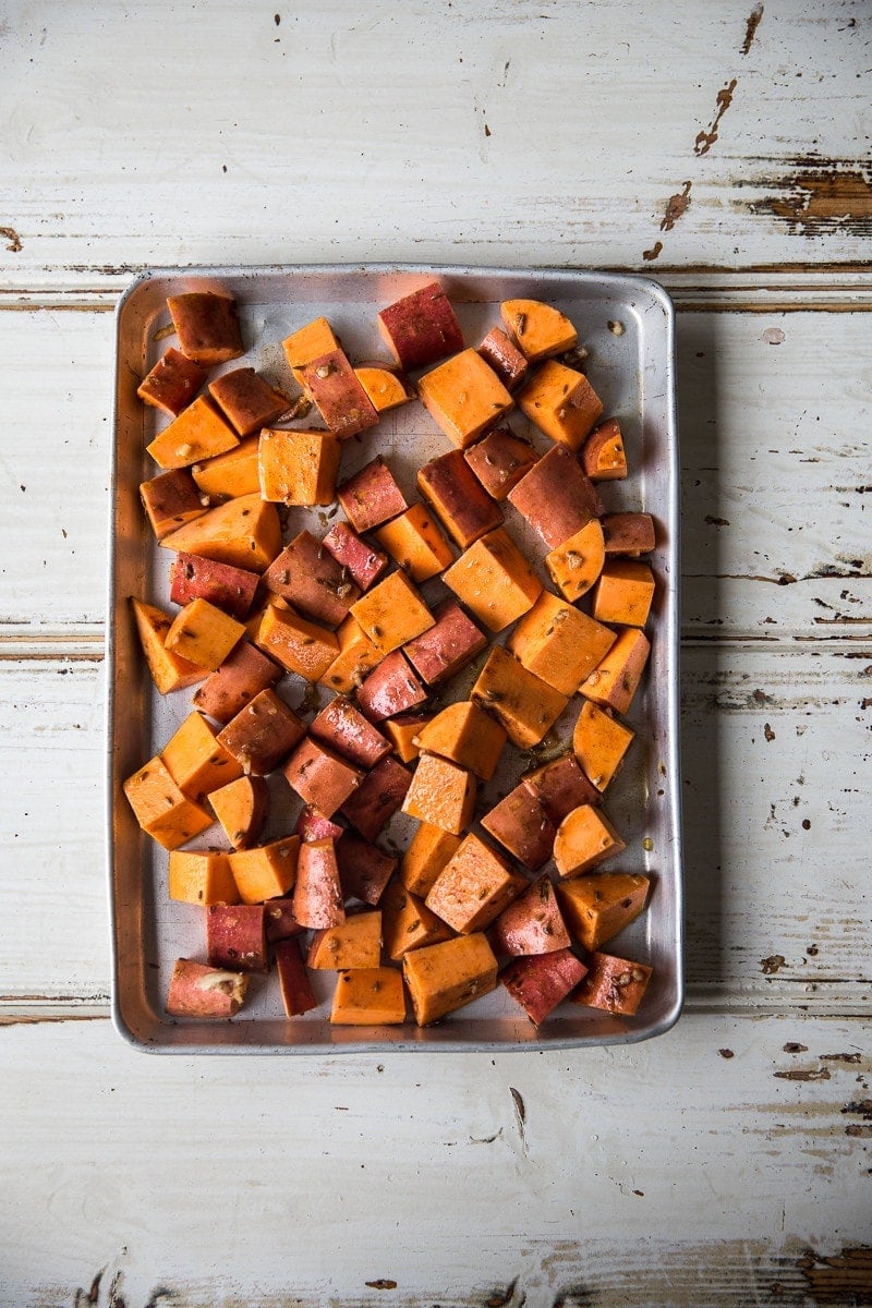 Roasted Sweet Potato Salad With Harissa Chickpeas - Cook Republic #vegan #glutenfree