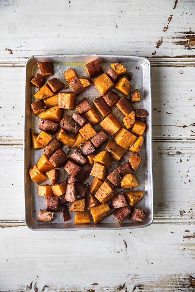 Roasted Sweet Potato Salad With Harissa Chickpeas - Cook Republic #vegan #glutenfree