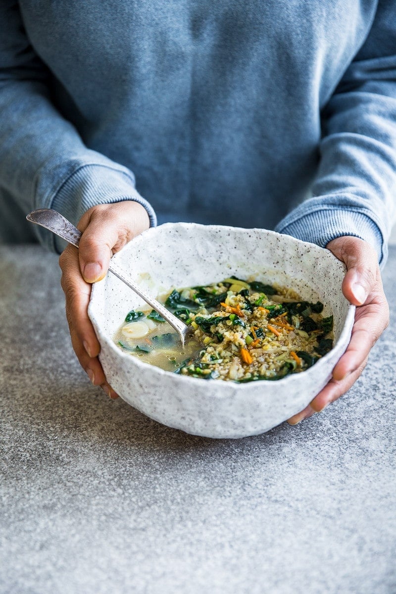 Kale And Freekeh Soup With Fresh Turmeric - Cook Republic #vegan #glutenfree #lowcarb