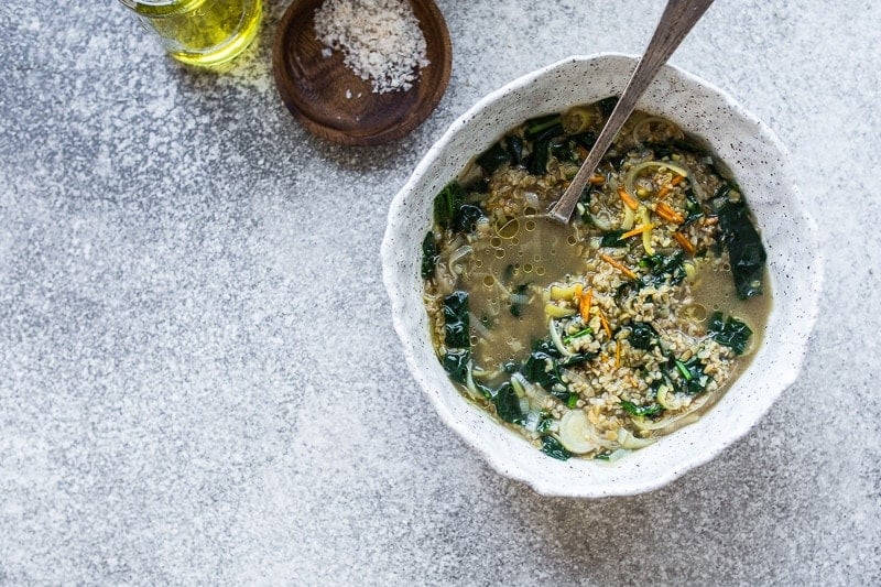 Kale And Freekeh Soup With Fresh Turmeric - Cook Republic #vegan #glutenfree #lowcarb