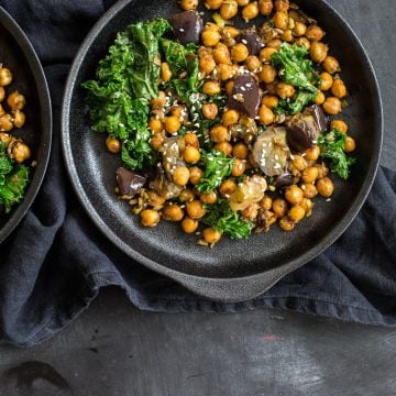 Nourishing Crispy Chickpeas Eggplant And Kale Salad - Cook Republic