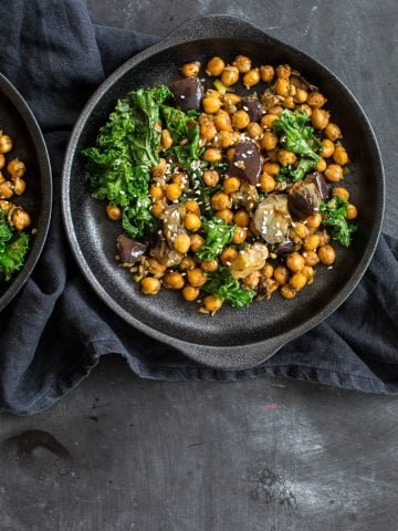 Nourishing Crispy Chickpeas Eggplant And Kale Salad - Cook Republic