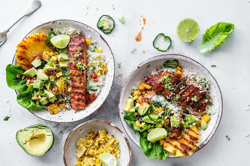 Crispy Salmon Burrito Bowls - Cook Republic