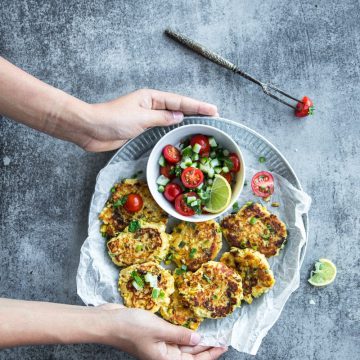 Paneer Chilli And Charred Corn Fritters - Cook Republic