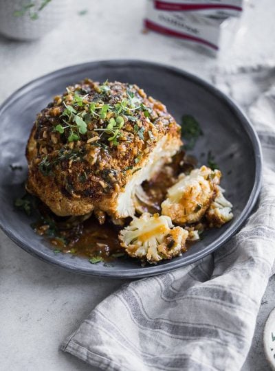 Butter Roasted Whole Cauliflower With Hot Garlic Sauce