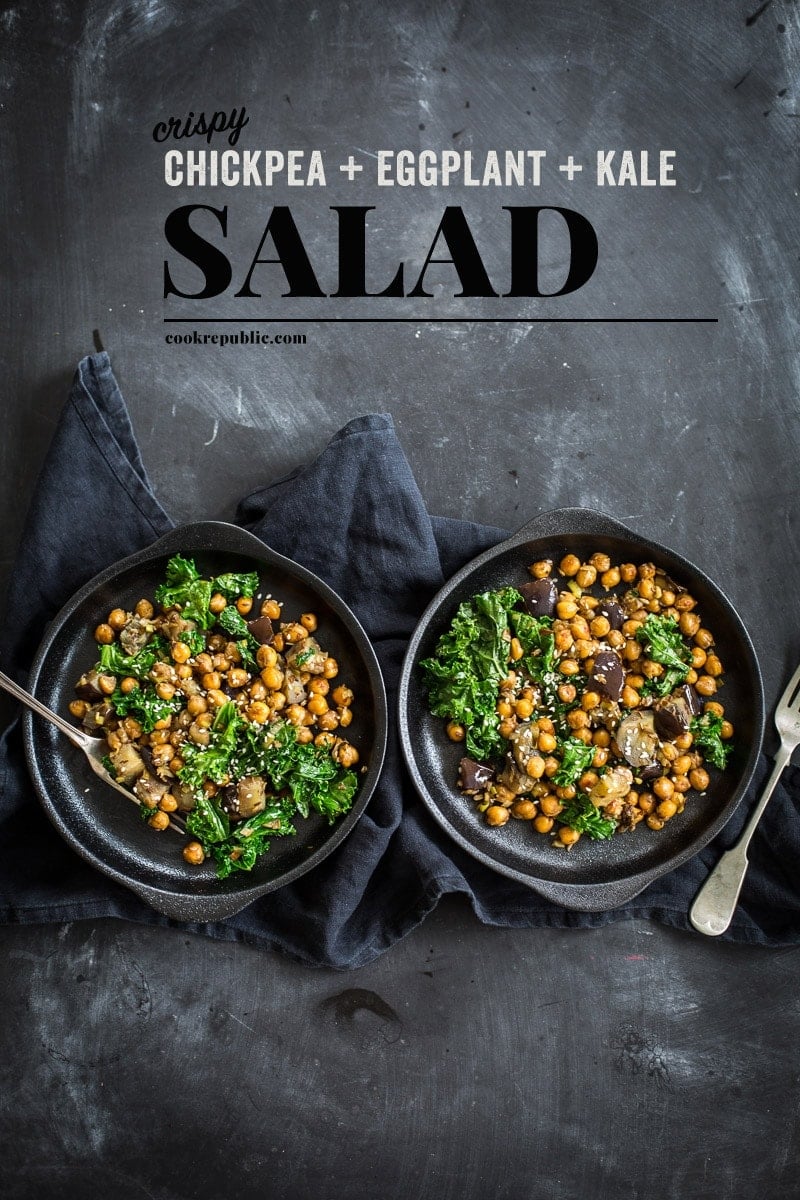 Nourishing Crispy Chickpeas Eggplant And Kale Salad - Cook Republic