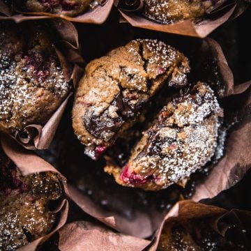 Bourke Street Bakery Dark Chocolate And Raspberry Muffins - Cook Republic #vegetarian #bakingrecipes #foodphotography