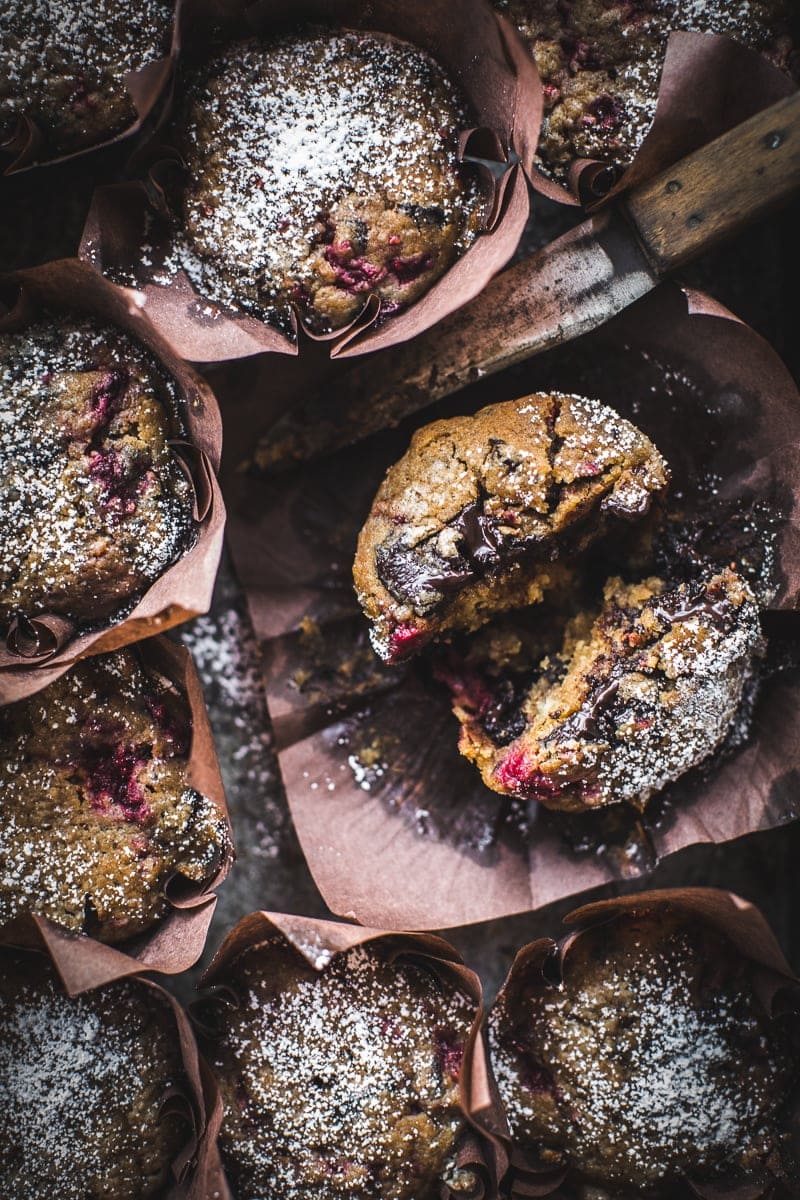 Bourke Street Bakery Dark Chocolate And Raspberry Muffins - Cook Republic #vegetarian #bakingrecipes #foodphotography