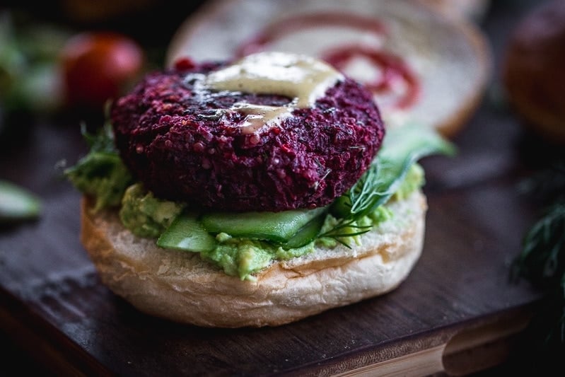 Vegan Beetroot Quinoa Burger - Cook Republic #veganrecipe #foodphotography #healthyrecipe