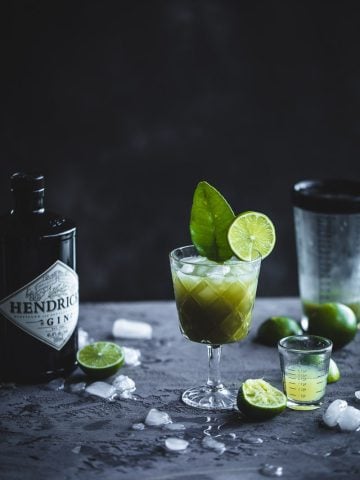 Kaffir Lime And Matcha Gimlet - Cook Republic #cocktail #vegan #glutenfree #gin #foodphotography