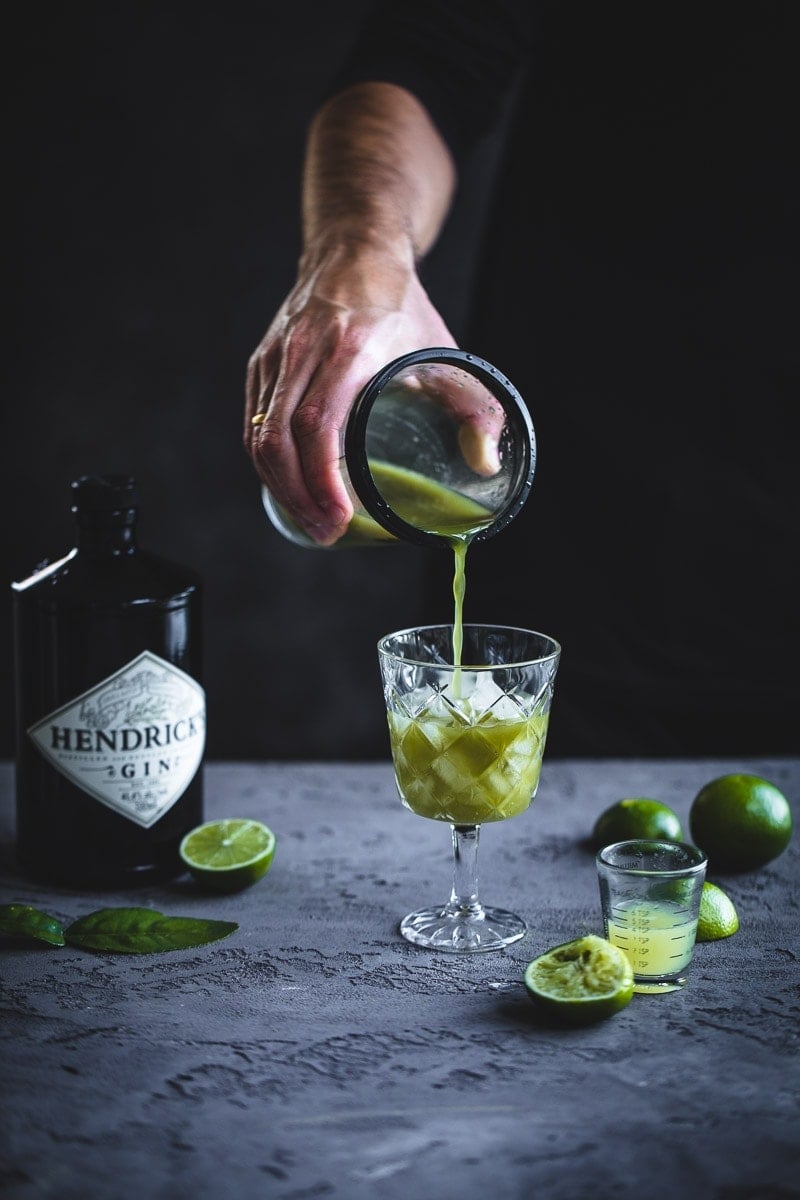 Kaffir Lime And Matcha Gimlet - Cook Republic #cocktail #vegan #glutenfree #gin #foodphotography