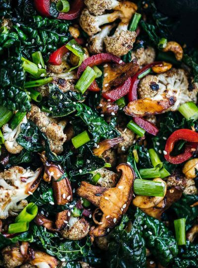 Kale Mushroom Cashew Stir Fry