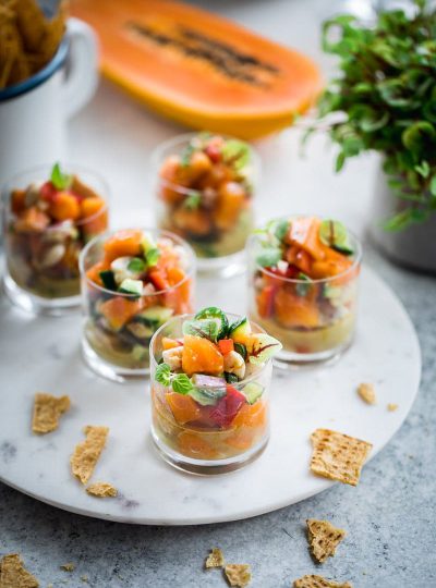 Papaya Barramundi Ceviche Cups