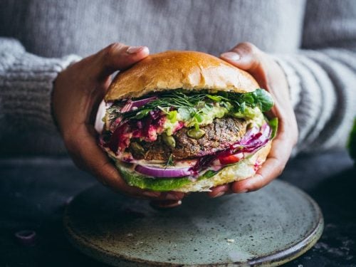 Vegan Chickpea Green Garden Burger - Cook Republic #chickpeaburger #veganburger #zucchiniburger