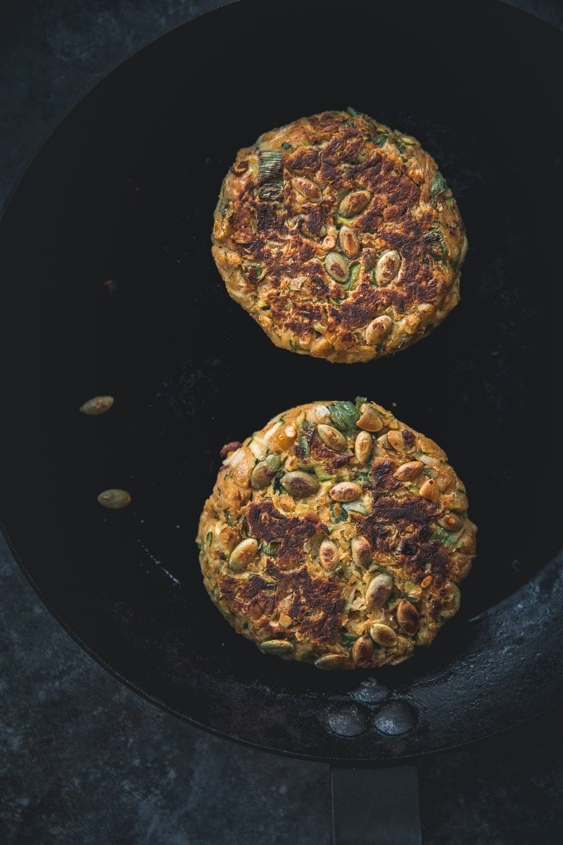 Vegan Chickpea Green Garden Burger - Cook Republic #chickpeaburger #veganburger #zucchiniburger