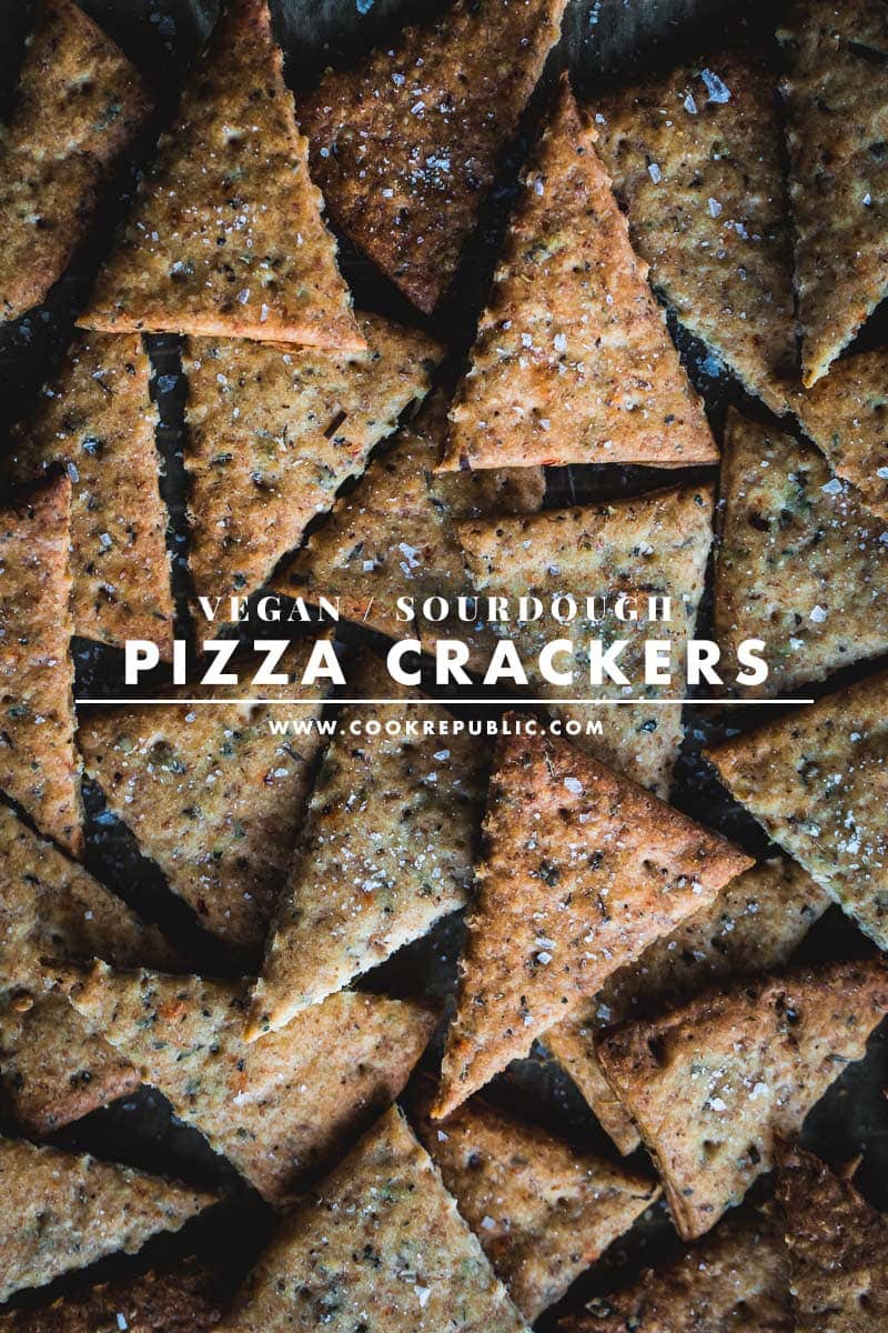 Vegan Sourdough Pizza Crackers - Cook Republic #starterdiscard #sourdoughrecipe #veganpizza