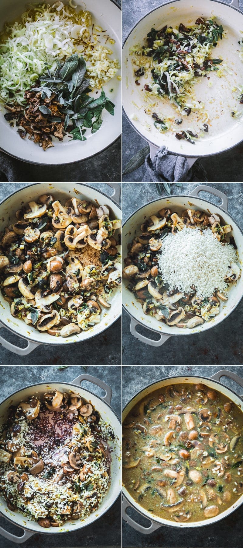 Vegan Baked Mushroom Garlic Sage Risotto - Cook Republic #veganrisotto #mushroomrisotto #bakedrisotto