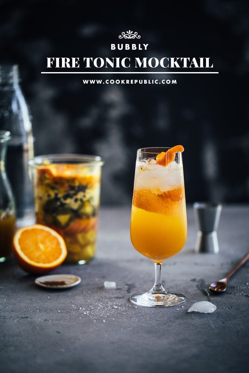 Homemade Fire Cider Tonic And Bubbly Mocktail - Cook Republic #firecider #immunityrecipe foodphotography