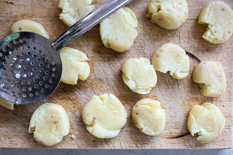 Crispy Bay Roasted Smashed Potatoes With Green Sauce - Cook Republic