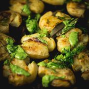 Crispy Bay Roasted Smashed Potatoes With Green Sauce - Cook Republic