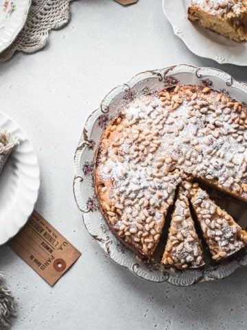 Apple Pine Nut Ricotta Cake - Cook Republic #ricottacake #italiancake #applecake #bakingrecipe