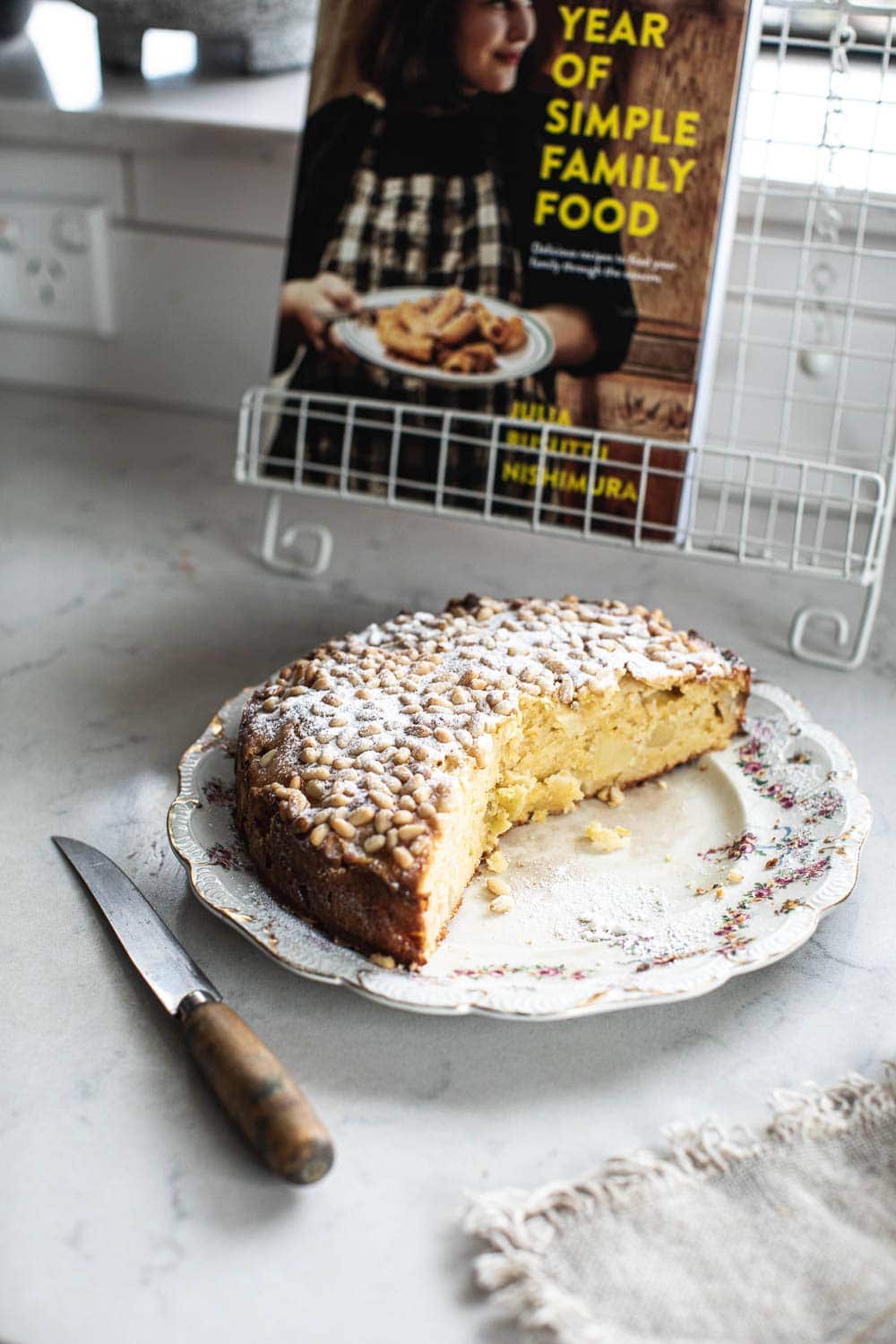 Apple Pine Nut Ricotta Cake - Cook Republic #ricottacake #italiancake #applecake #bakingrecipe