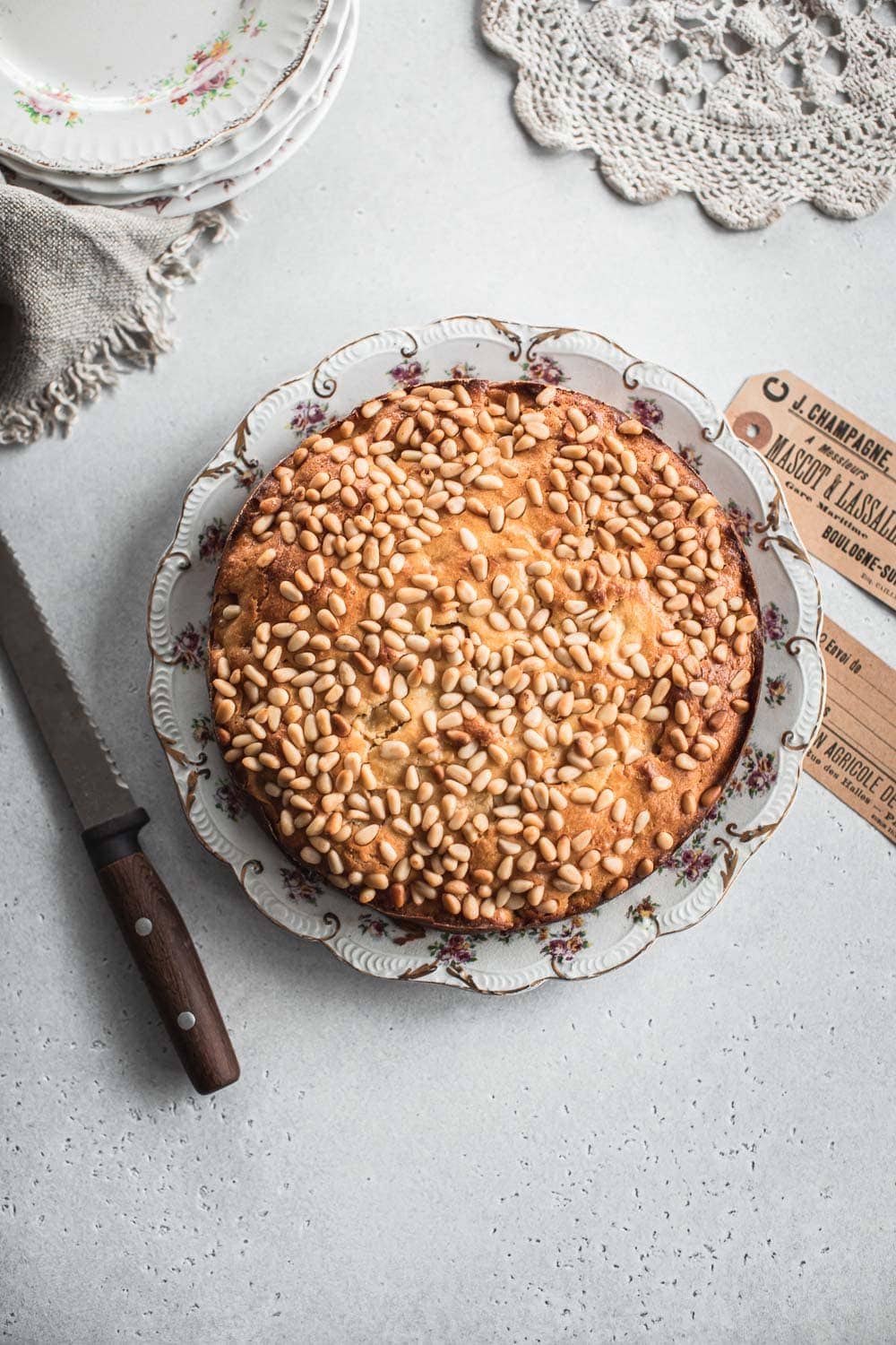 Apple Pine Nut Ricotta Cake - Cook Republic #ricottacake #italiancake #applecake #bakingrecipe