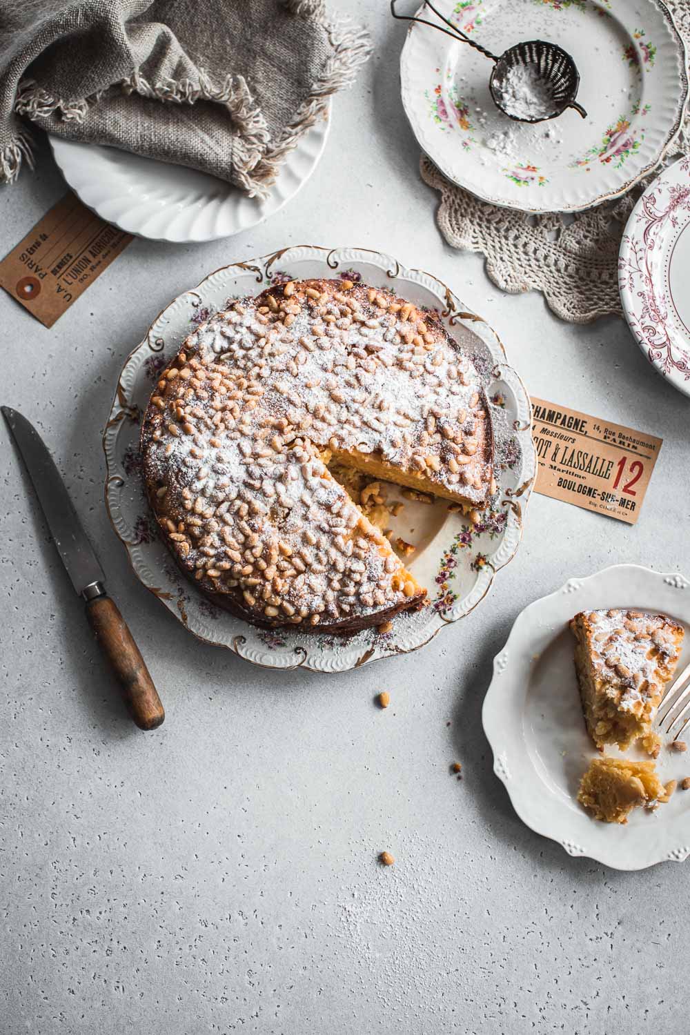 Apple Pine Nut Ricotta Cake - Cook Republic #ricottacake #italiancake #applecake #bakingrecipe