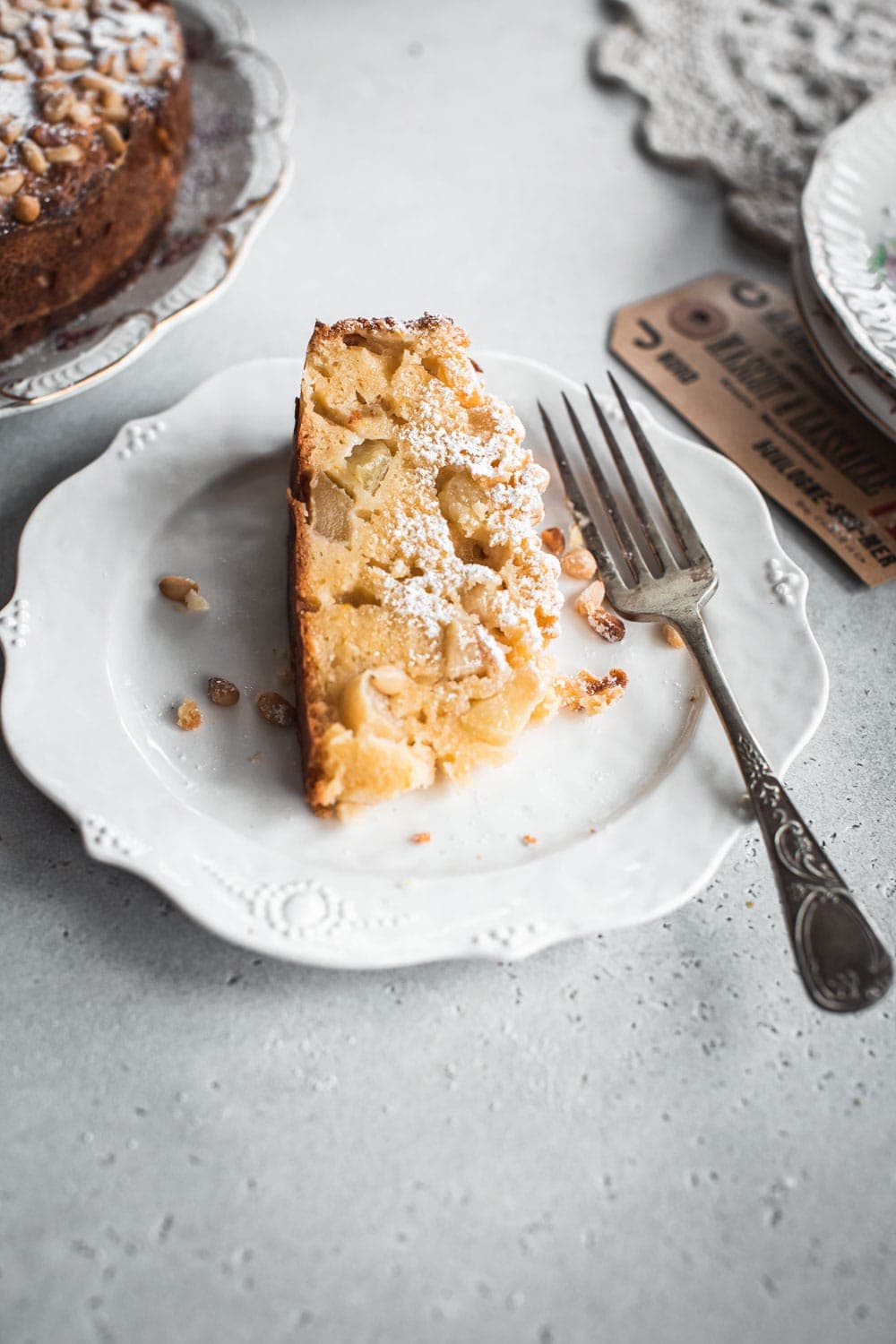 Apple Pine Nut Ricotta Cake - Cook Republic #ricottacake #italiancake #applecake #bakingrecipe