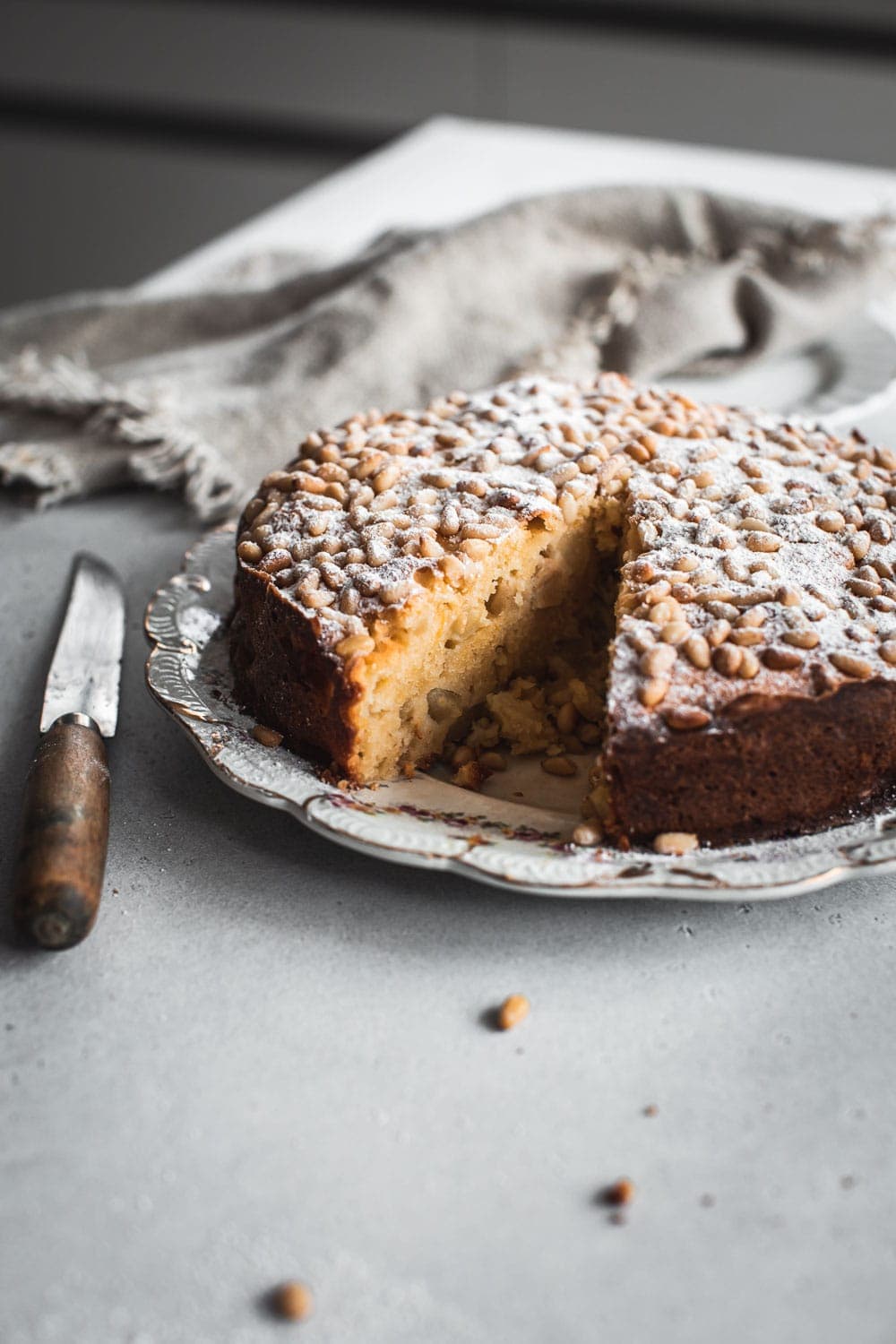 Apple Pine Nut Ricotta Cake - Cook Republic #ricottacake #italiancake #applecake #bakingrecipe