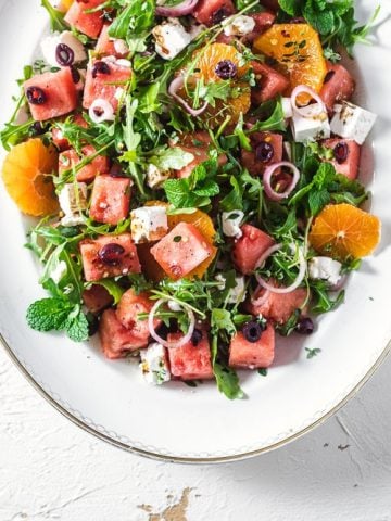 Watermelon Feta Salad With Pickled Shallots - Cook Republic #watermelonsalad #glutenfree #saladrecipe