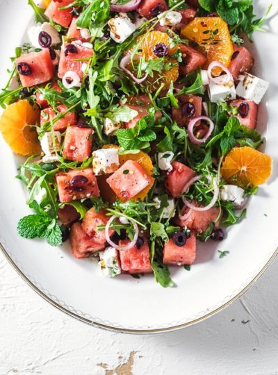 Watermelon Feta Salad With Pickled Shallots