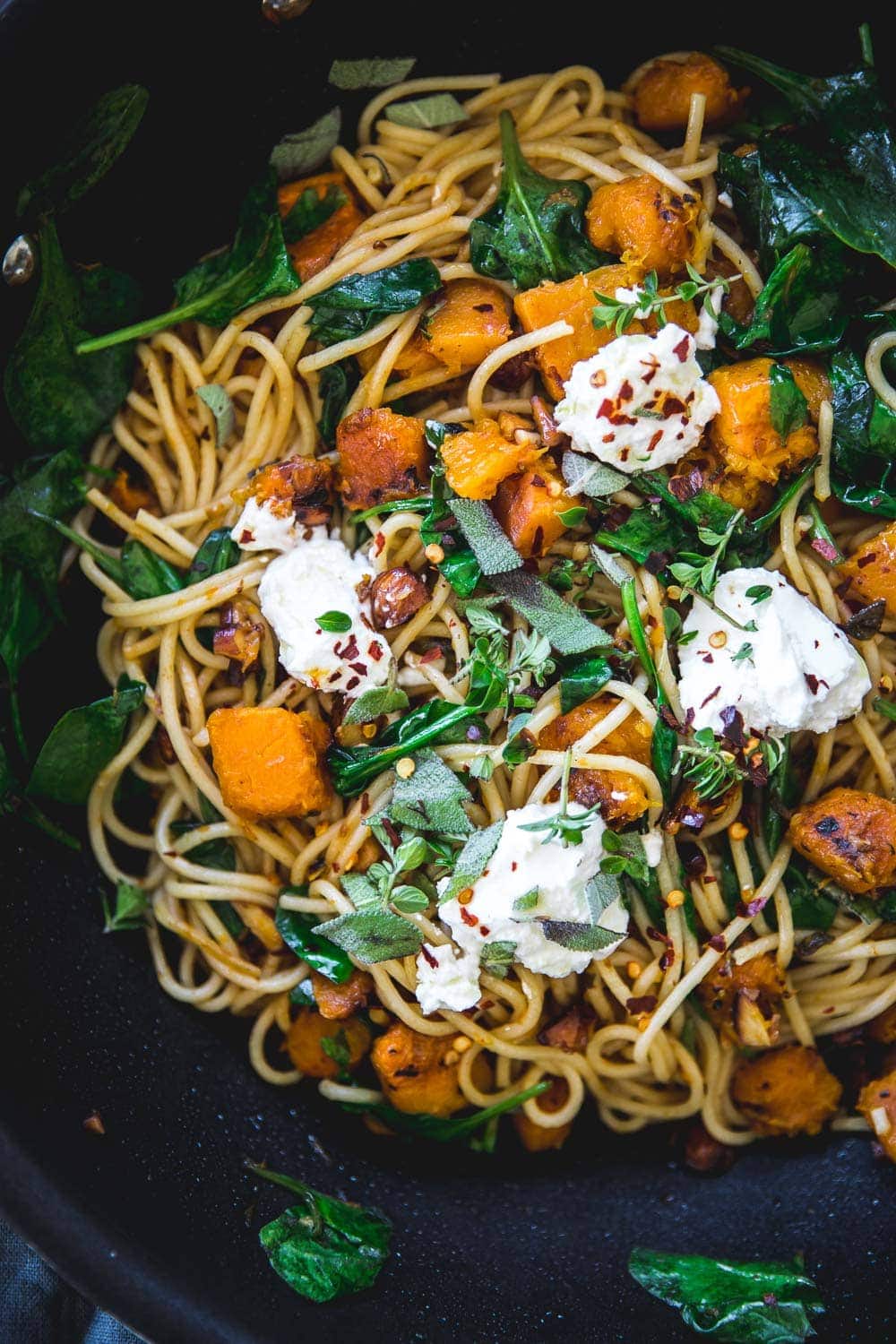 Pumpkin Garlic And Sage Spaghetti - Cook Republic #vegetarianpasta #pumpkinpasta #pumpkindinner #pastadinner 