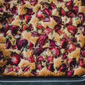 Rhubarb Strawberry Polenta Traycake - Cook Republic #glutenfreecake