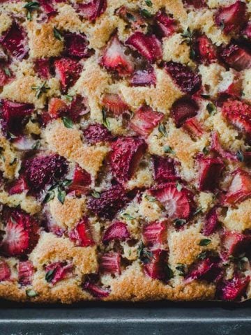 Rhubarb Strawberry Polenta Traycake - Cook Republic #glutenfreecake