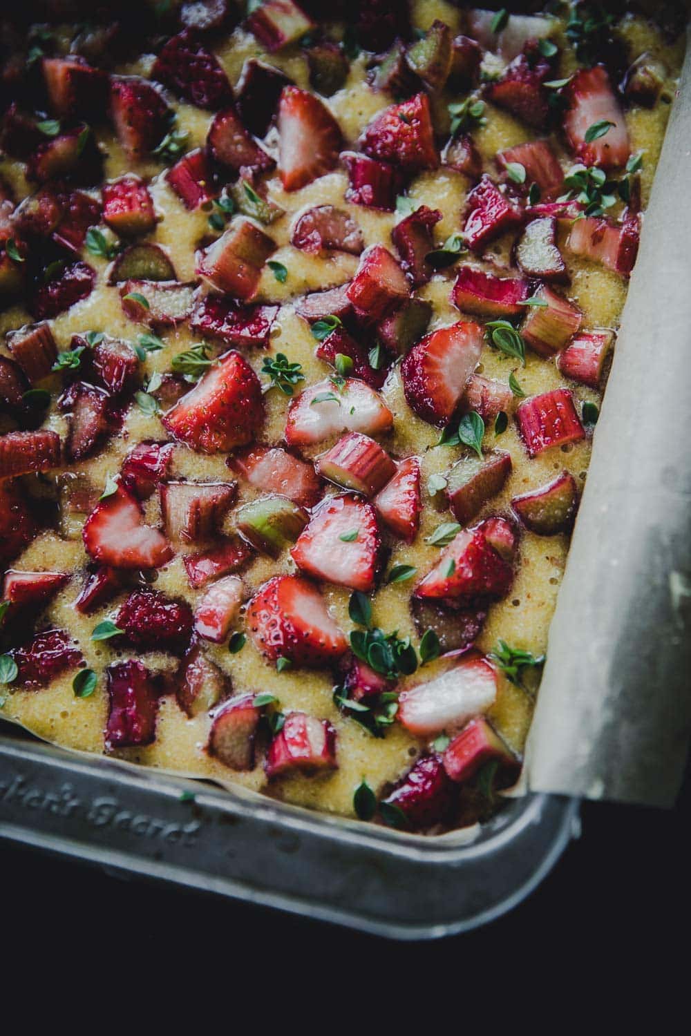 Rhubarb Strawberry Polenta Traycake - Cook Republic #glutenfreecake