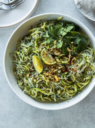 Green Zucchini Rice Noodles With Thai Pesto