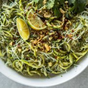 Green Zucchini Rice Noodles With Thai Pesto