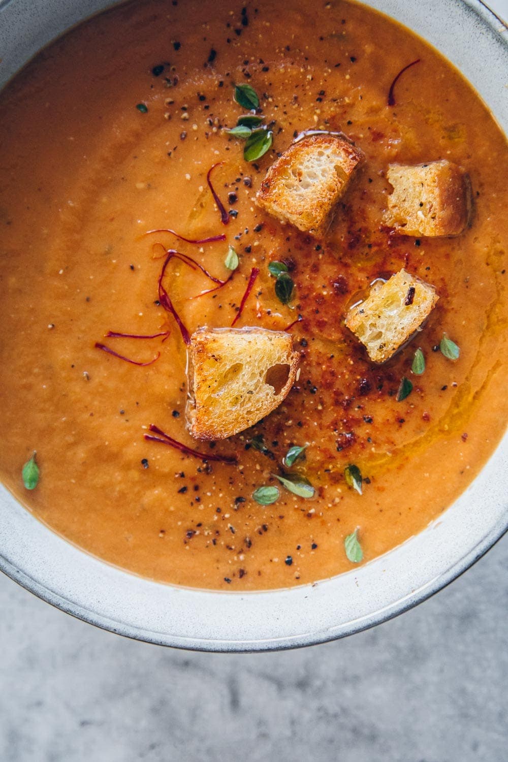 Oven Roasted Tomato Garlic Saffron Soup - Cook Republic