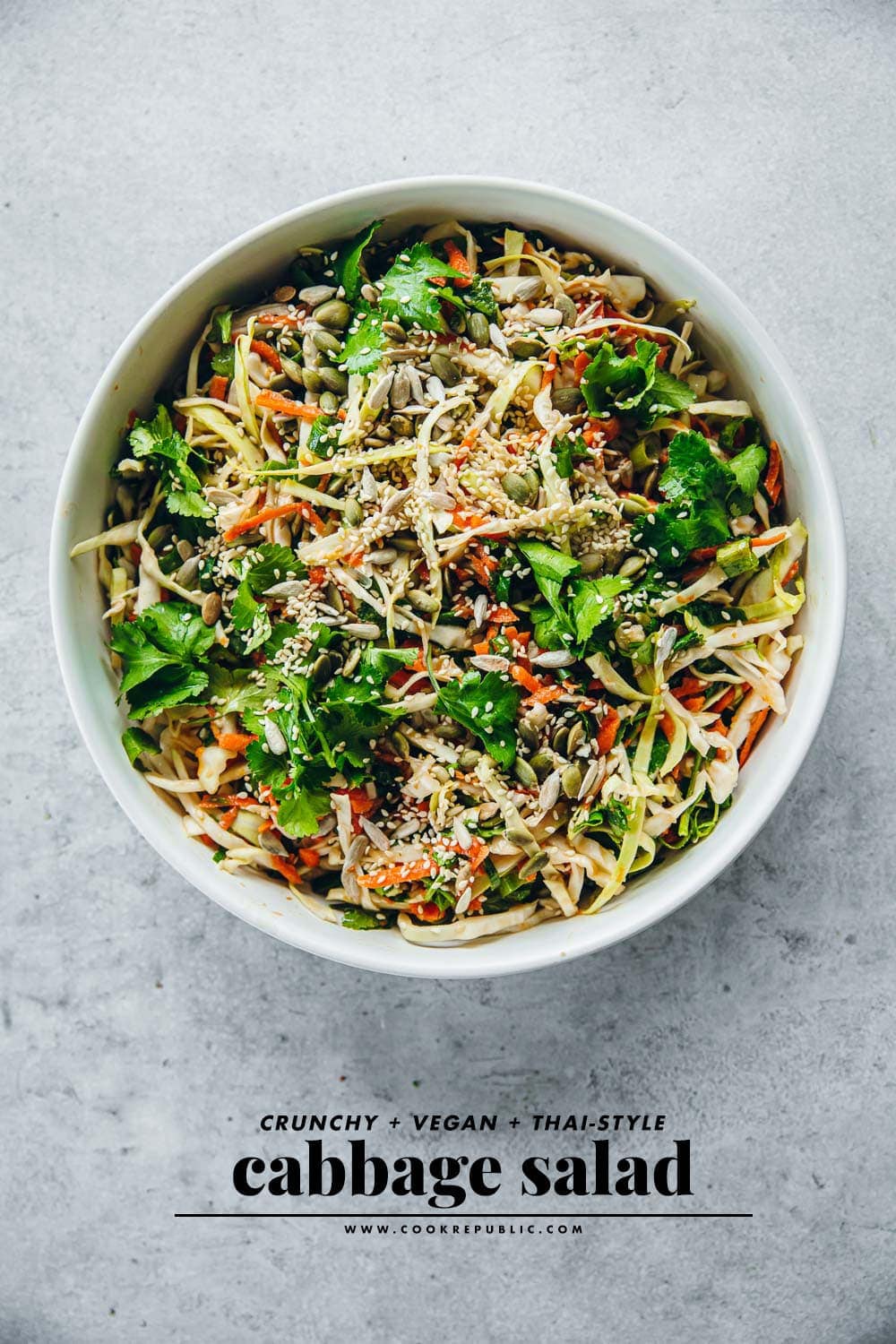 Crunchy Thai Style Cabbage Salad - Cook Republic #vegansalad #veganthai