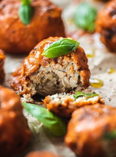 Healthier Chicken Meatballs In Marinara Sauce