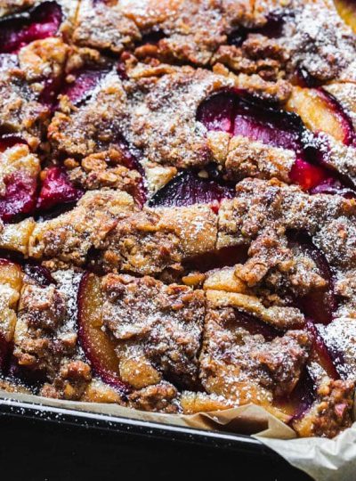 Plum Pecan Crumble Cake